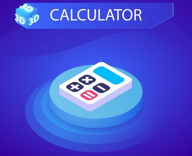 Icône de conception isométrique de calculatrice Illustration vectorielle web 3d concept coloré