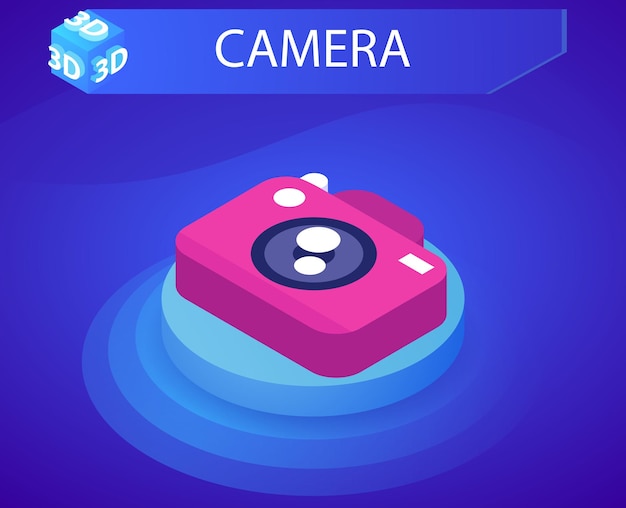 Icône de conception isométrique de caméra Vector illustration web 3d concept coloré