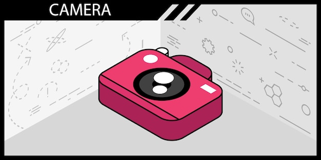 Icône de conception isométrique de caméra Vector illustration web 3d concept coloré