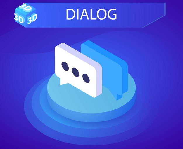 Icône de conception isométrique de dialogue Vector illustration web 3d concept coloré
