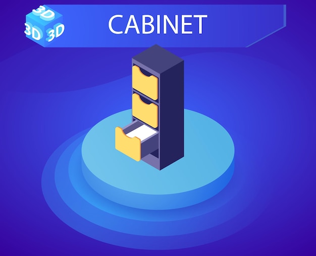 Icône De Conception Isométrique Du Cabinet Vector Illustration Web 3d Concept Coloré