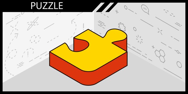 Icône de conception isométrique de puzzle Vector illustration web 3d concept coloré