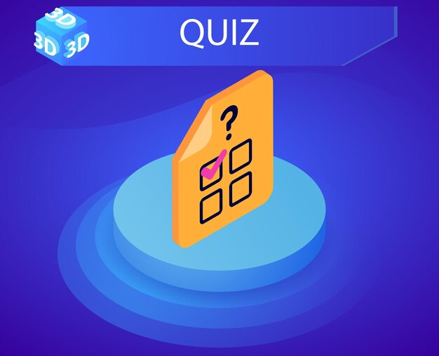Icône de conception isométrique de quiz Illustration vectorielle web 3d concept coloré