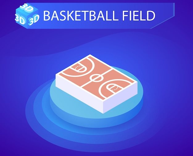 Icône De Conception Isométrique De Terrain De Basket-ball Vector Illustration Web 3d Concept Coloré