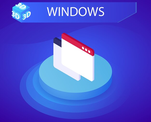 Icône de conception isométrique Windows Vector illustration web 3d concept coloré