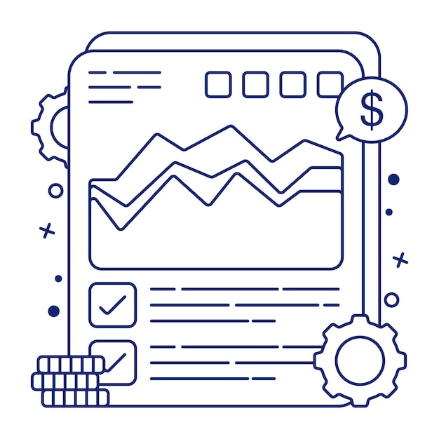 Vecteur une icône de conception linéaire du rapport d'affaires