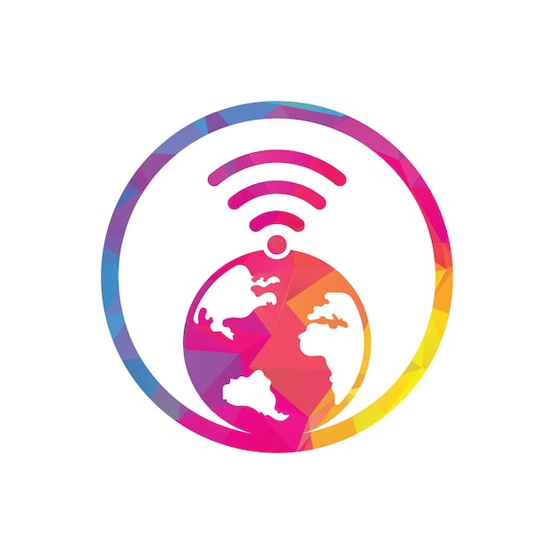 Icône de conception de logo globe wifi Modèle de logo vectoriel de signal mondial