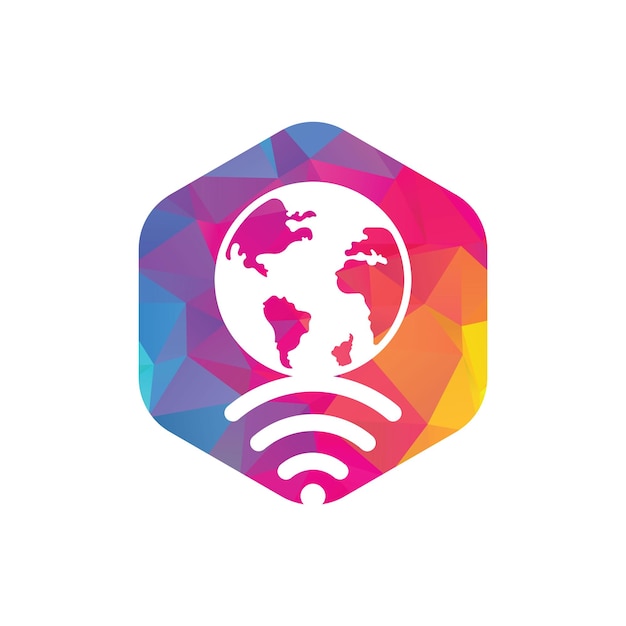 Icône de conception de logo globe wifi Modèle de logo vectoriel de signal mondial