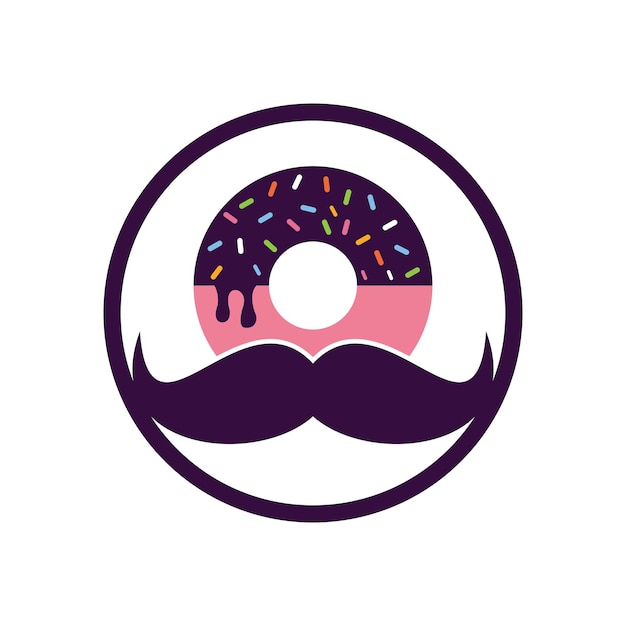 Icône de conception de logo vectoriel beignet moustache