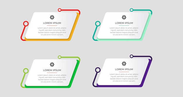 Icône De Conception De Modèle D'infographie D'entreprise 4 Option Ou étapes Conception