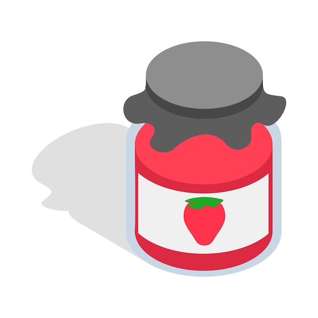 Vecteur icône de confiture de fraises de banque dans un style 3d isométrique isolé sur fond blanc symbole alimentaire