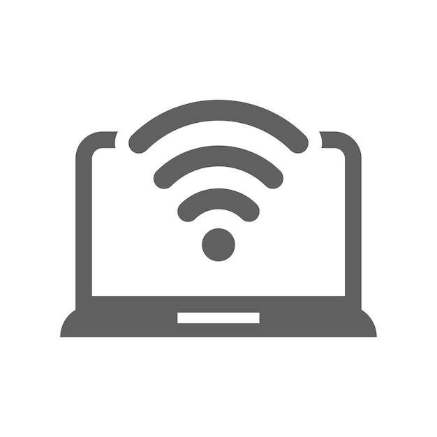 Icône de connexion Wi-Fi de l'ordinateur portable Graphiques vectoriels gris