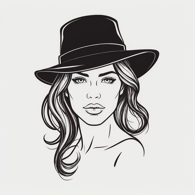 Vecteur icône de contour de chapeau de femme icon de chope de femme line art logo illustration vectorielle