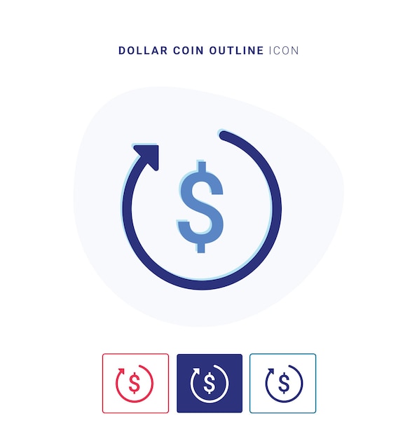 Vecteur icône de contour de pièce de monnaie dollar