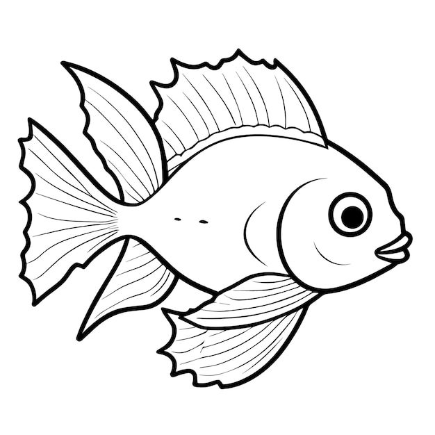 Icône de contour de poisson élégant en format vectoriel pour les dessins aquatiques