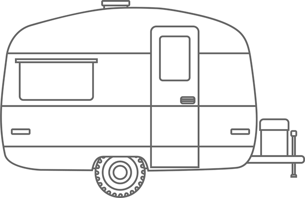 Vecteur icône de contour de remorque de véhicule récréatif moderne dans l'illustration vectorielle de style plat