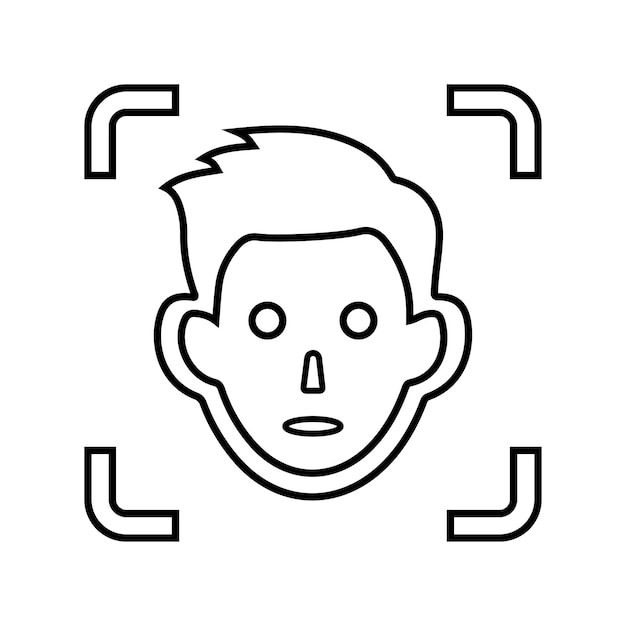 Icône de contour de scan de déverrouillage du visage Vecteur d'art de ligne