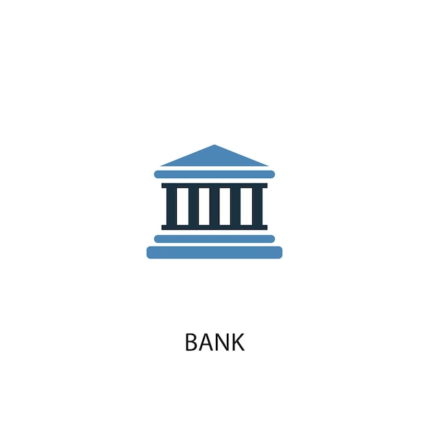 Icône de couleur banque concept 2. Illustration de l'élément bleu simple. conception de symbole de concept de banque. Peut être utilisé pour l'interface utilisateur/UX Web et mobile