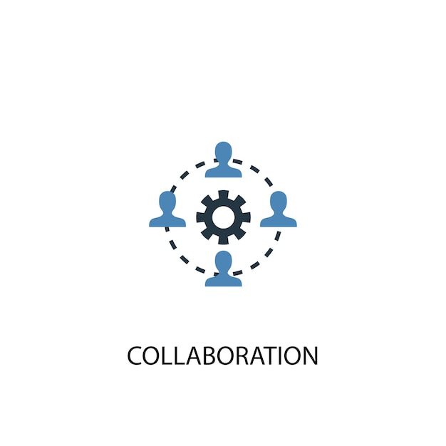 Icône de couleur de concept de collaboration 2. Illustration de l'élément bleu simple. conception de symbole de concept de collaboration. Peut être utilisé pour l'interface utilisateur/UX Web et mobile