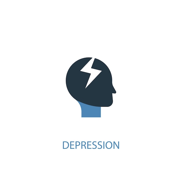 Icône de couleur dépression concept 2. Illustration de l'élément bleu simple. conception de symbole de concept de dépression. Peut être utilisé pour l'interface utilisateur/UX Web et mobile