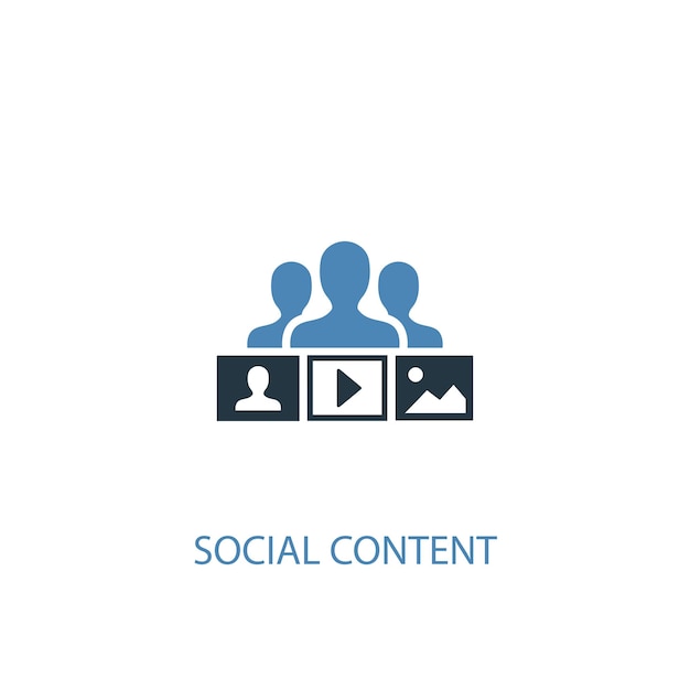 Icône De Couleur Du Concept De Contenu Social 2. Illustration De L'élément Bleu Simple. Conception De Symbole De Concept De Contenu Social. Peut être Utilisé Pour L'interface Utilisateur/ux Web Et Mobile