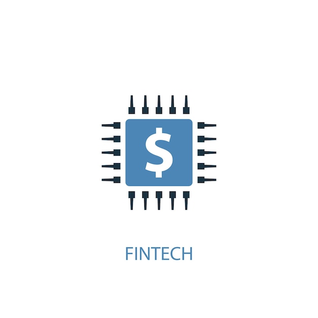 Icône de couleur Fintech concept 2. Illustration de l'élément bleu simple. conception de symbole de concept fintech. Peut être utilisé pour l'interface utilisateur/UX Web et mobile