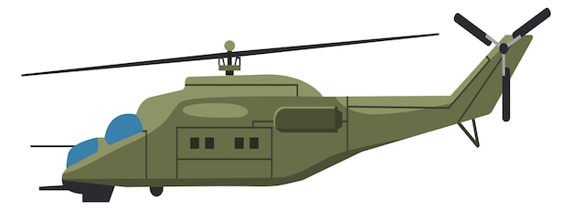 Icône de couleur d'hélicoptère Symbole d'avion militaire vert isolé sur fond blanc