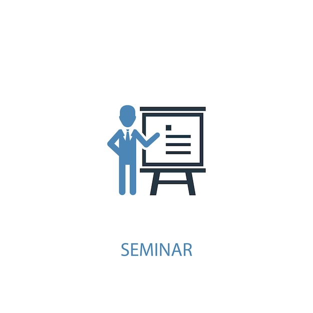 Icône de couleur séminaire concept 2. Illustration de l'élément bleu simple. conception de symbole de concept de séminaire. Peut être utilisé pour l'interface utilisateur/UX Web et mobile