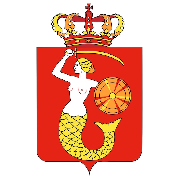 Icône de couleur vectorielle blason de Varsovie Syrenka ou sirène de Varsovia Pologne ensemble de points de repère polonais