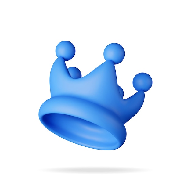 Icône de couronne bleue 3D isolée sur blanc