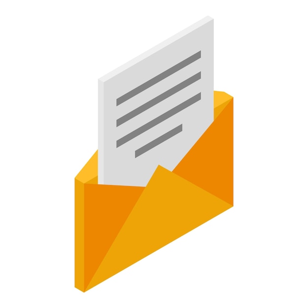 Icône de courrier de boîte de réception Isométrique de l'icône de vecteur de courrier de boîte de réception pour la conception de sites Web isolée sur fond blanc