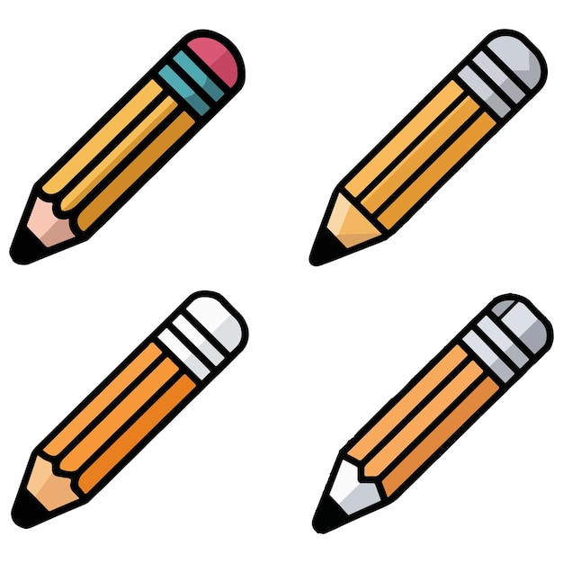 icône de crayon minimaliste avec gomme sur fond blanc