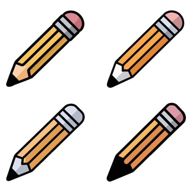 icône de crayon minimaliste avec gomme sur fond blanc
