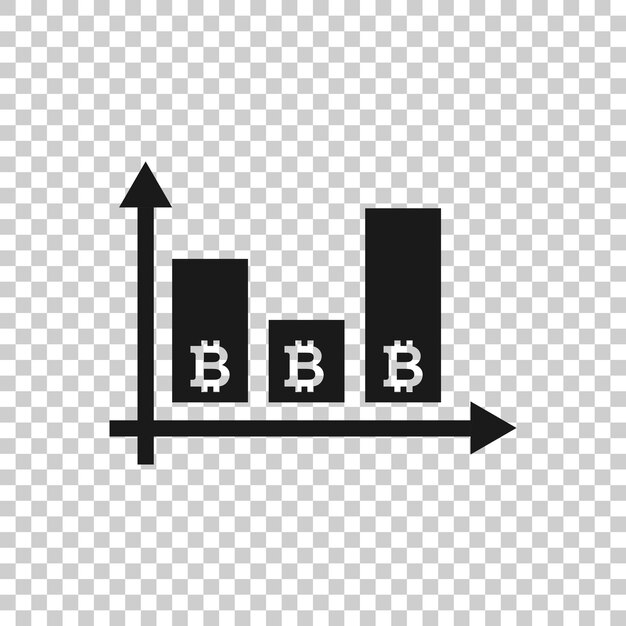 Vecteur icône de croissance de bitcoin dans un style plat illustration vectorielle de blockchain sur un fond blanc isolé concept d'entreprise de crypto-monnaie