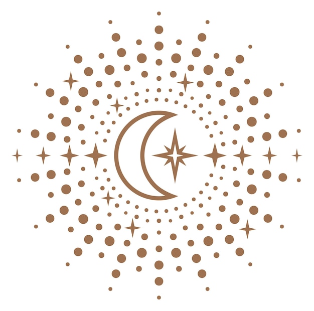 Icône de croissant spirituel Signe rituel d'astrologie mystique isolé sur fond blanc