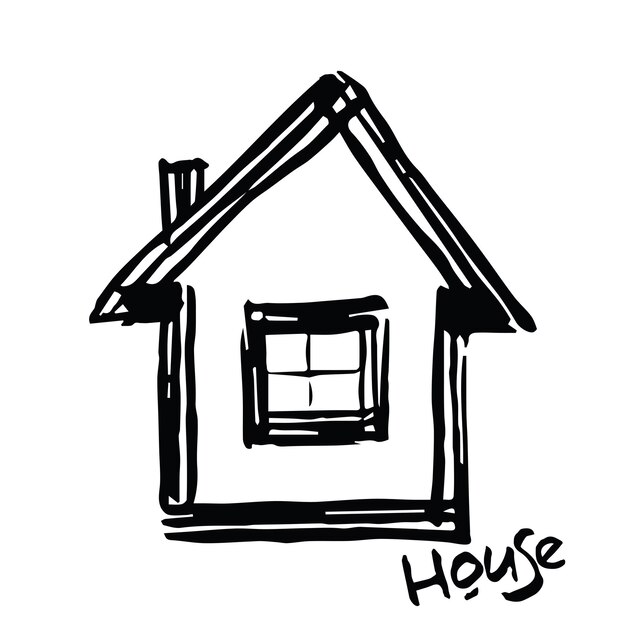 Icône de croquis de maison pour web mobile et infographie Icône de vecteur gris foncé dessiné à la main isolé