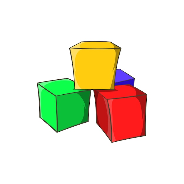 Icône de cubes de bébé dans le style de dessin animé isolé sur fond blanc Symbole de jeux et de jouets