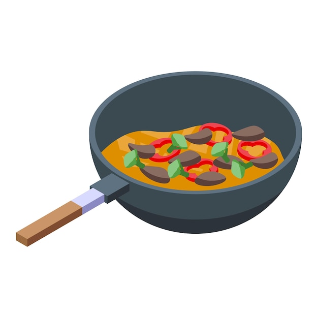 Icône de cuisson du menu Wok Isométrique de l'icône vectorielle de cuisson du menu Wok pour la conception de sites Web isolée sur fond blanc