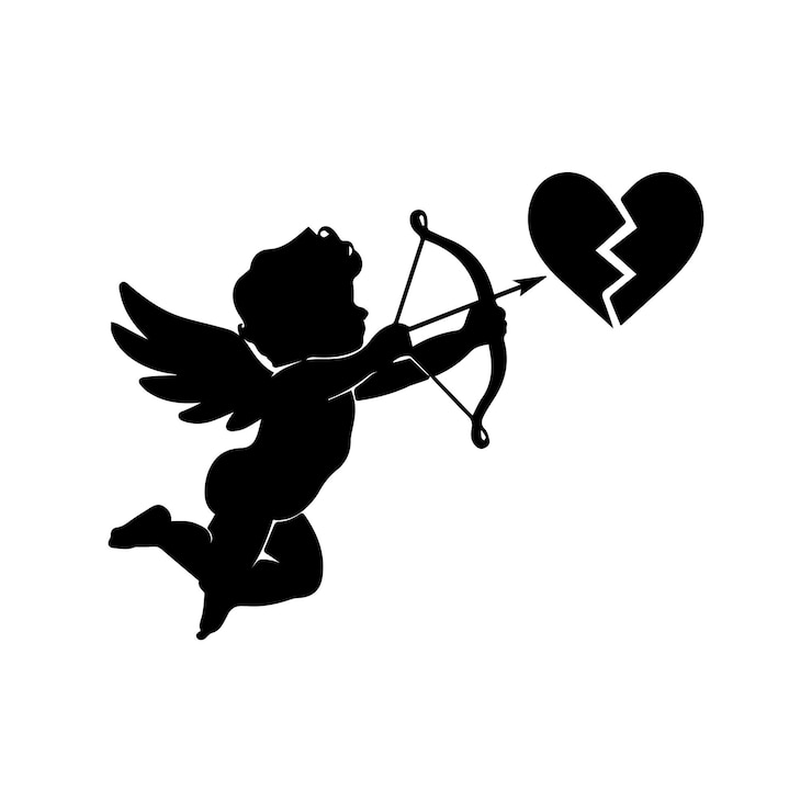 Vecteur l'icône de cupid l'amour et le symbole de la saint-valentin la flèche de tir de cupid le vecteur de la silhouette