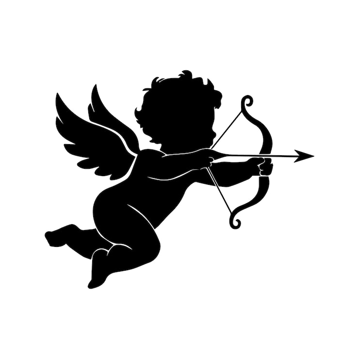 Vecteur l'icône de cupid l'amour et le symbole de la saint-valentin la flèche de tir de cupid le vecteur de la silhouette