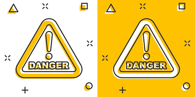 Icône De Danger De Dessin Animé De Vecteur Dans Le Style Comique Attention Attention Signe Illustration Pictogramme Danger Business Splash Effet Concept