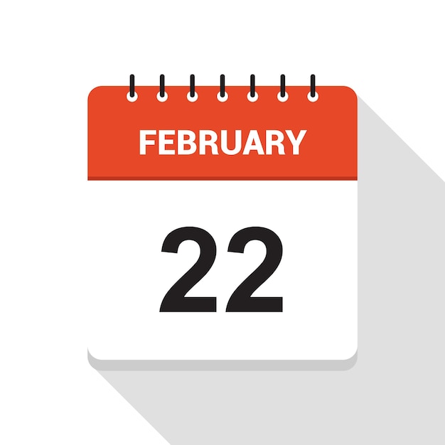 Icône de date du calendrier du 22 février