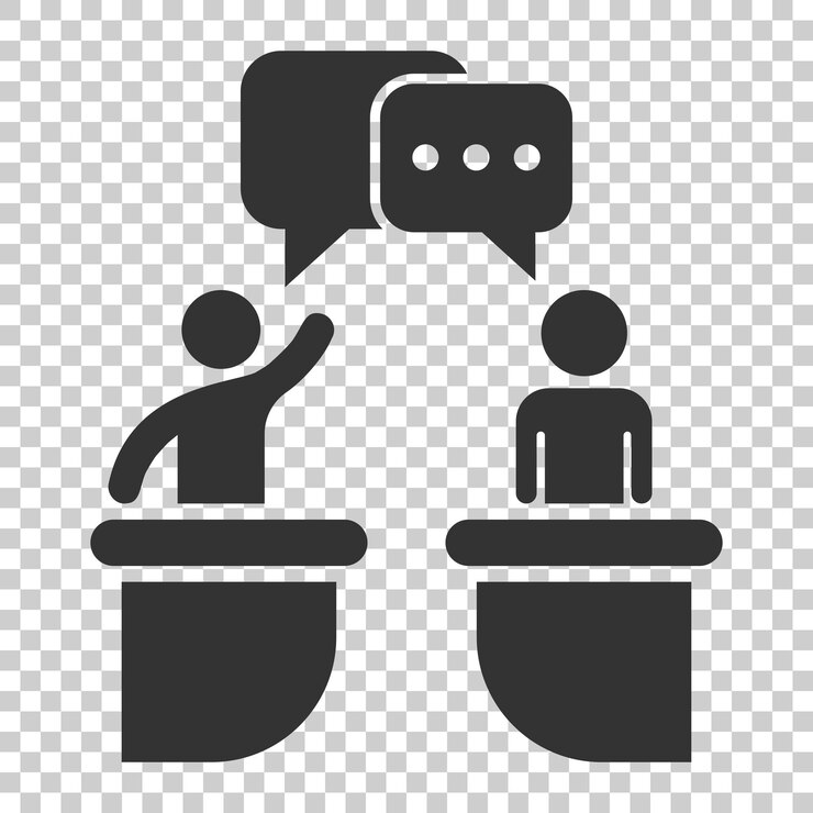 Vecteur icône de débat politique en style plat débat présidentiel illustration vectorielle sur fond isolé discussion d'homme d'affaires concept d'entreprise