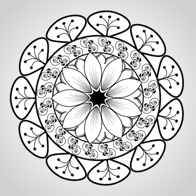 Icône de décoration monochrome Mandala