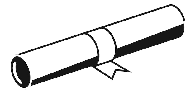 Icône de défilement de papier scellé Document ligne noire isolée sur fond blanc