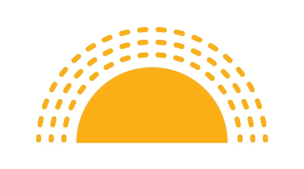 Icône De Demi-soleil Jaune Dans Un Style Plat Symbole Graphique Simple Coucher De Soleil Icône De Chaleur D'été élément Solaire Demi-rond Illustration Vectorielle Isolée Sur Fond Blanc