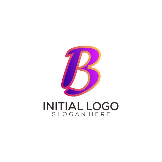 Icône de design coloré dégradé de logo initial B