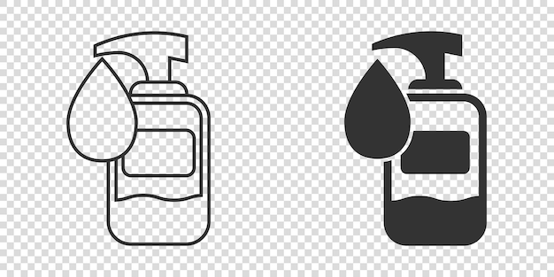 Icône de désinfectant pour les mains dans un style plat Illustration vectorielle d'une bouteille antiseptique sur un fond isolé Concept d'entreprise de panneau de gel de désinfection