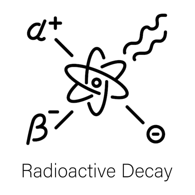 Icône de désintégration radioactive de style ligne premium