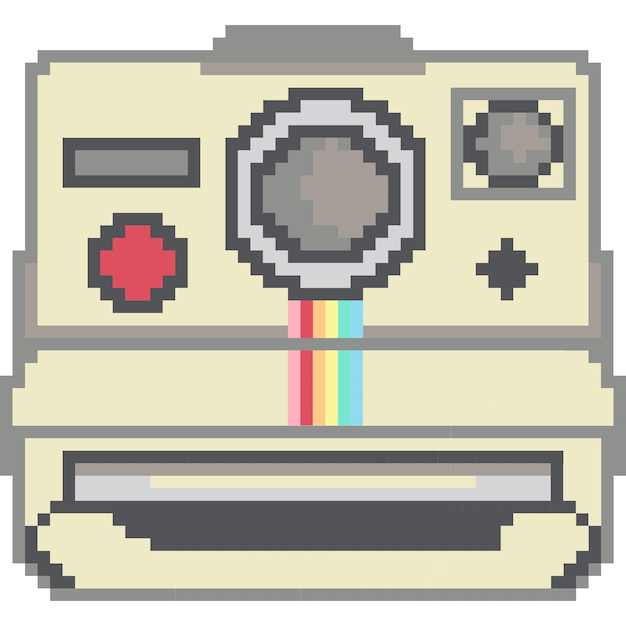 Icône de dessin animé de la caméra dans le style pixel
